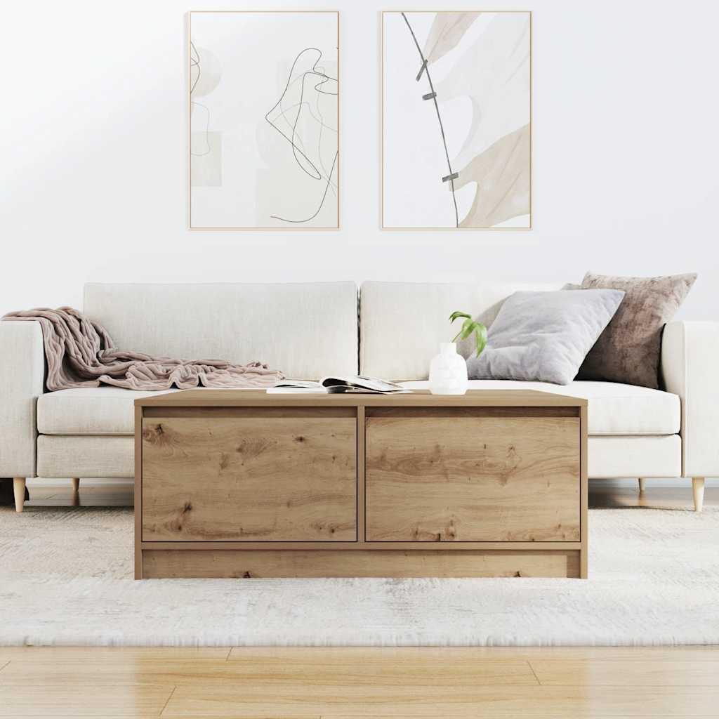 vidaXL Coffee Table with Drawers Artisan Oak 100x100x40 cm