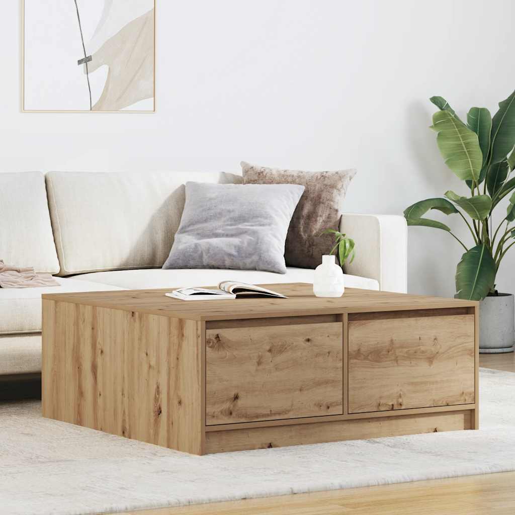 vidaXL Coffee Table with Drawers Artisan Oak 100x100x40 cm
