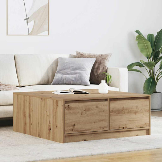 vidaXL Coffee Table with Drawers Artisan Oak 100x100x40 cm