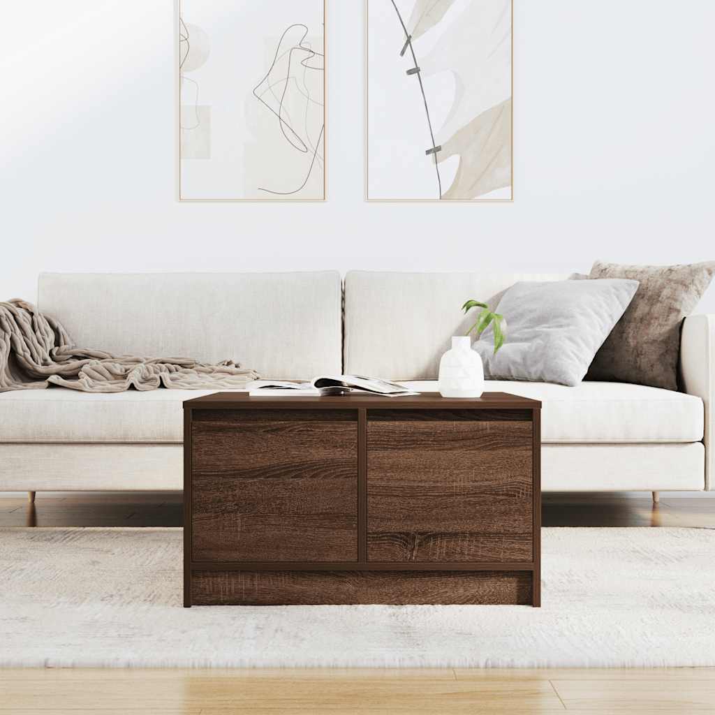 vidaXL Coffee Table with Drawers Brown Oak 70,5x70x40 cm