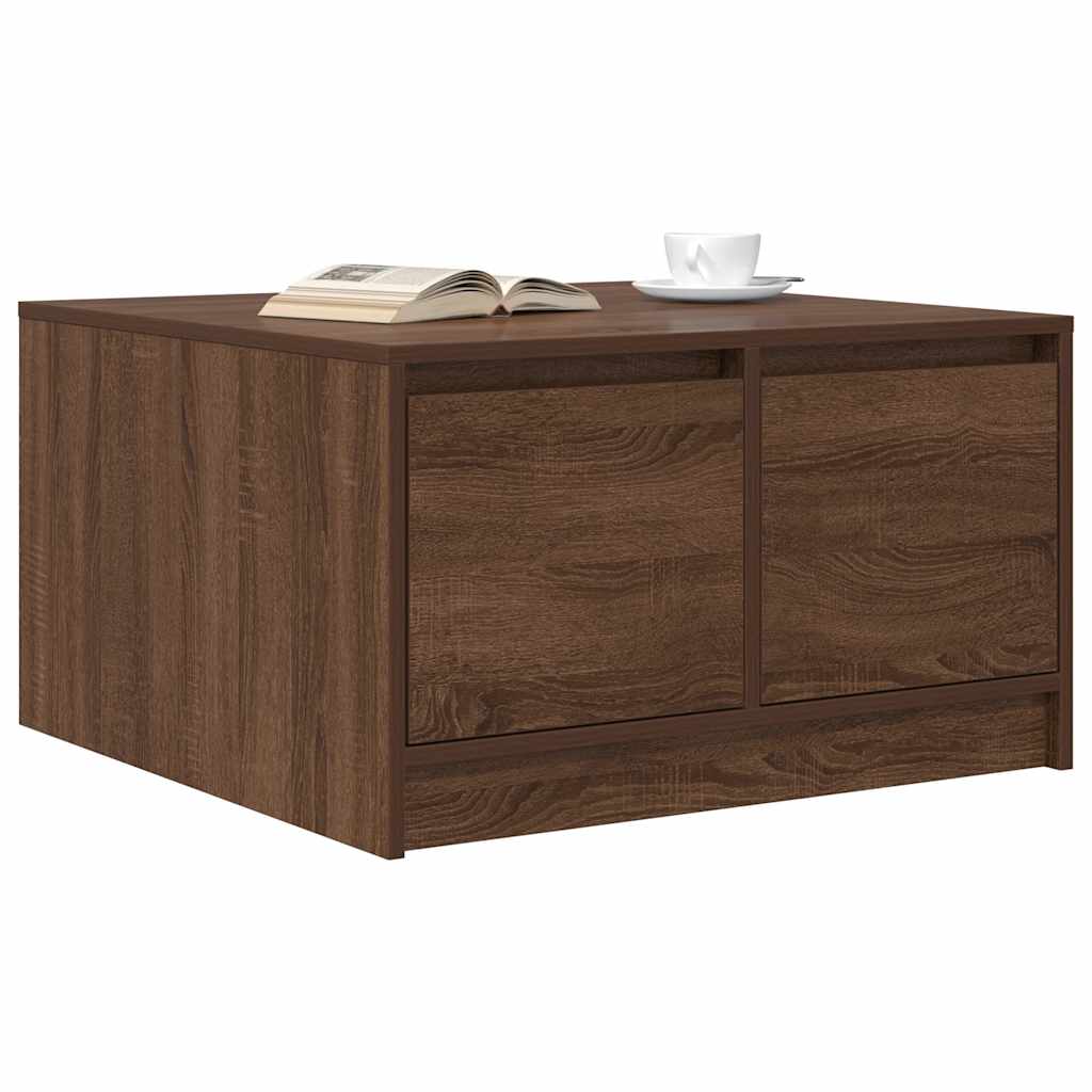 vidaXL Coffee Table with Drawers Brown Oak 70,5x70x40 cm