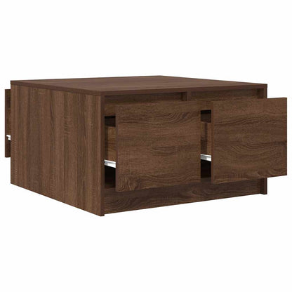 vidaXL Coffee Table with Drawers Brown Oak 70,5x70x40 cm