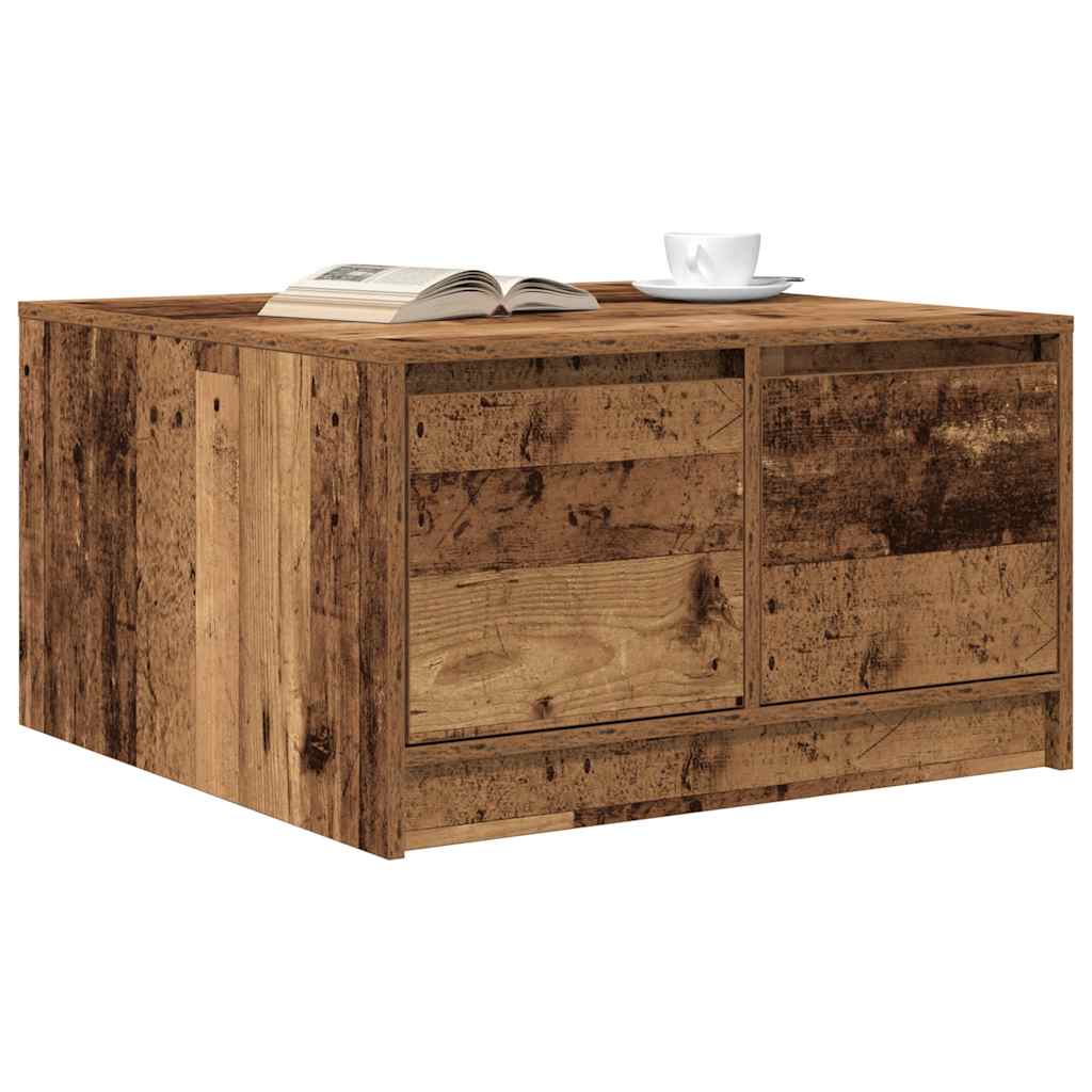 vidaXL Coffee Table with Drawers Old Wood 70,5x70x40 cm