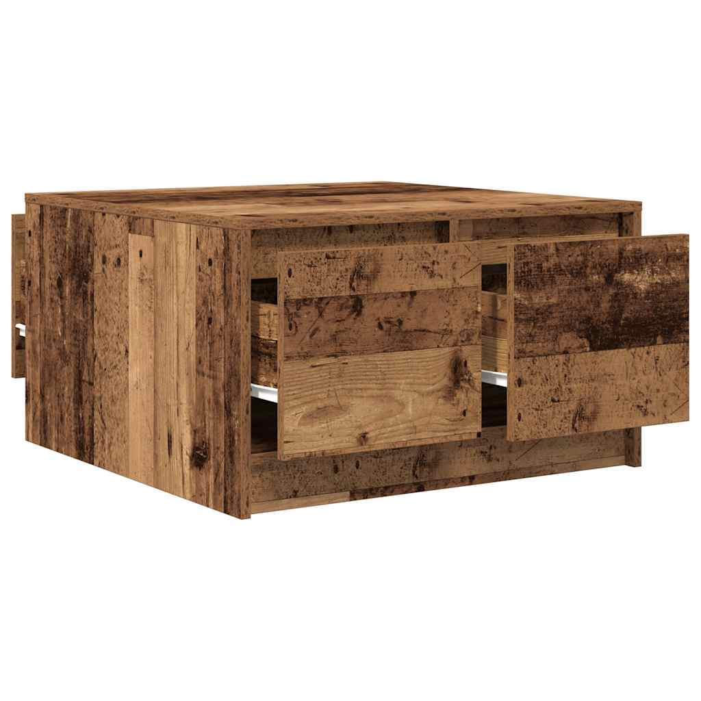vidaXL Coffee Table with Drawers Old Wood 70.5x70x40 cm