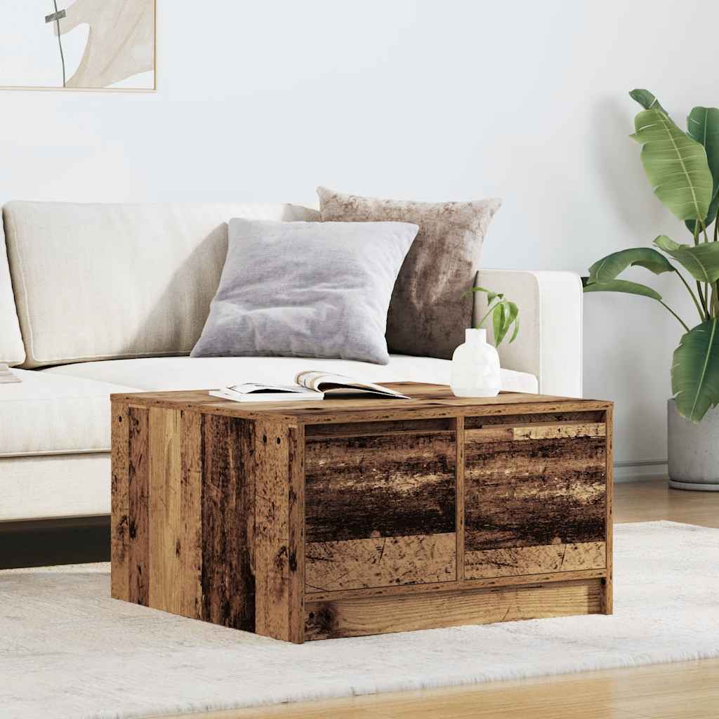 vidaXL Coffee Table with Drawers Old Wood 70,5x70x40 cm