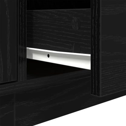 vidaXL TV Cabinet with LED Lights Black Oak 160,5x41x50 cm