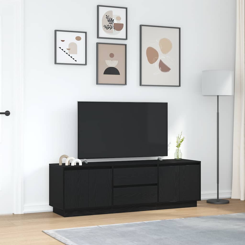 vidaXL TV Cabinet with LED Lights Black Oak 160,5x41x50 cm