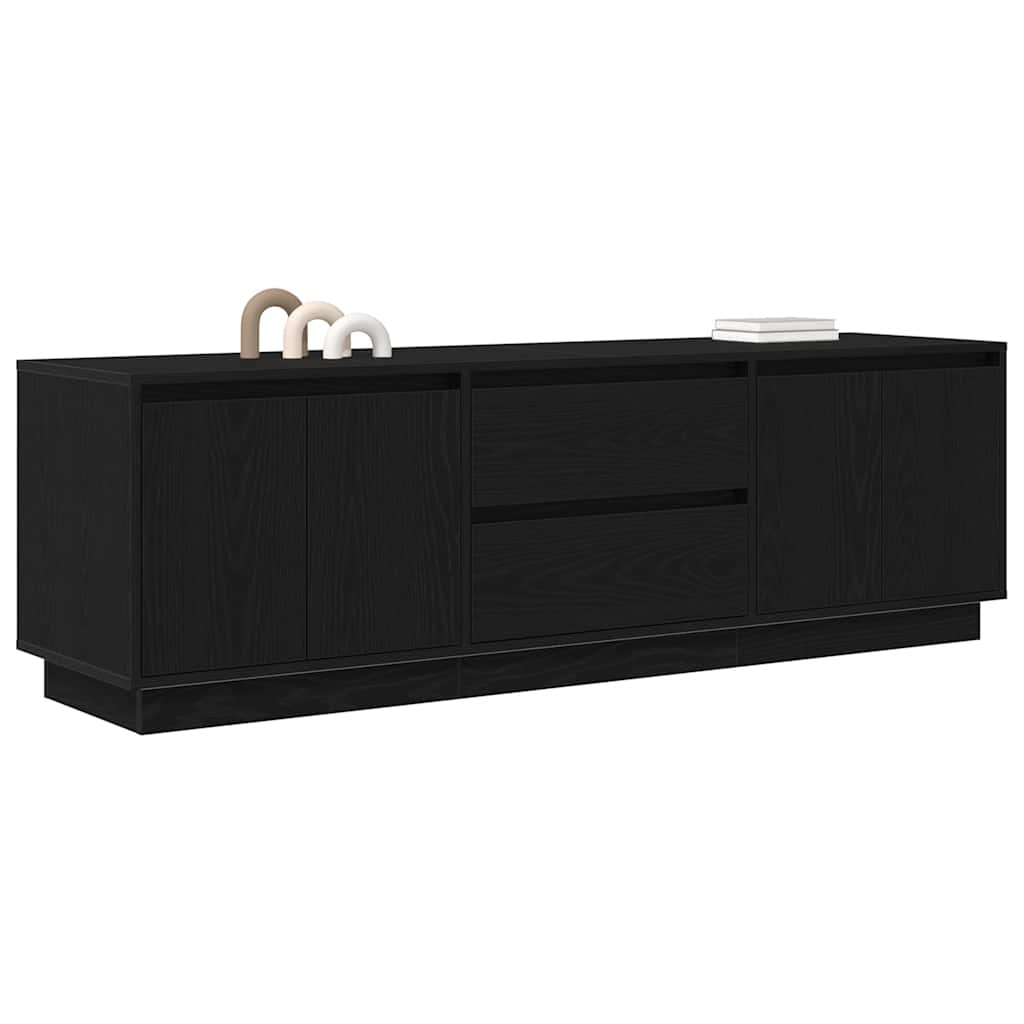vidaXL TV Cabinet with LED Lights Black Oak 160.5x41x50 cm