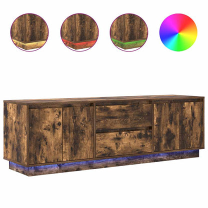 vidaXL TV Cabinet with LED Lights Smoked Oak 160.5x41x50 cm