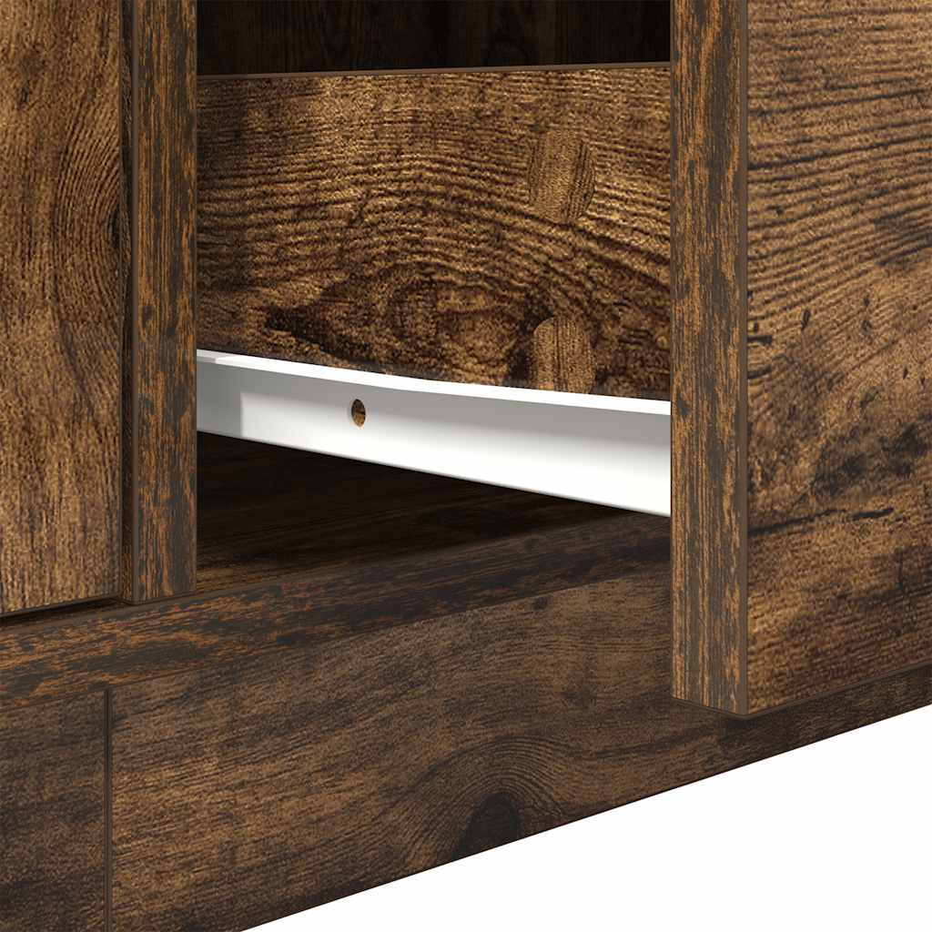 vidaXL TV Cabinet with LED Lights Smoked Oak 160,5x41x50 cm