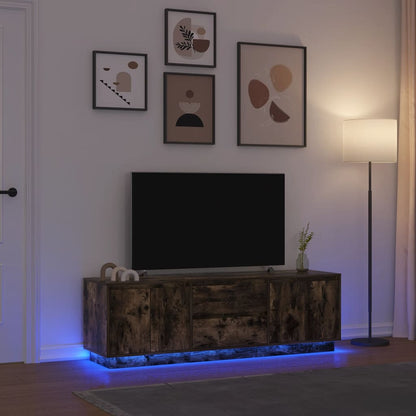 vidaXL TV Cabinet with LED Lights Smoked Oak 160.5x41x50 cm