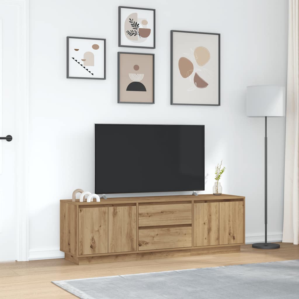 vidaXL TV Cabinet with LED Lights Artisan Oak 160.5x41x50 cm