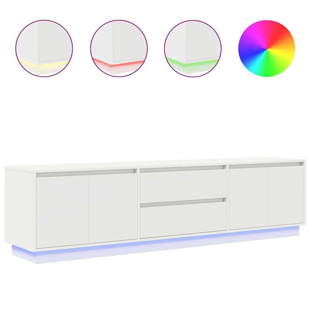 vidaXL TV Cabinet with LED Lights White 193.5x41x50 cm
