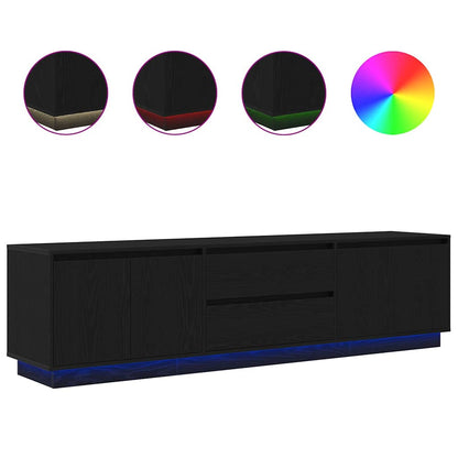 vidaXL TV Cabinet with LED Lights Black Oak 193,5x41x50 cm