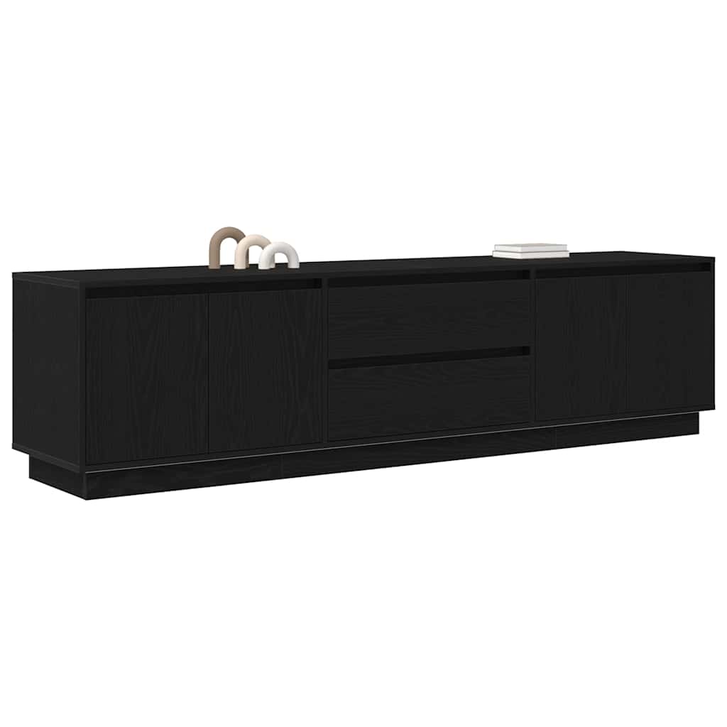vidaXL TV Cabinet with LED Lights Black Oak 193,5x41x50 cm