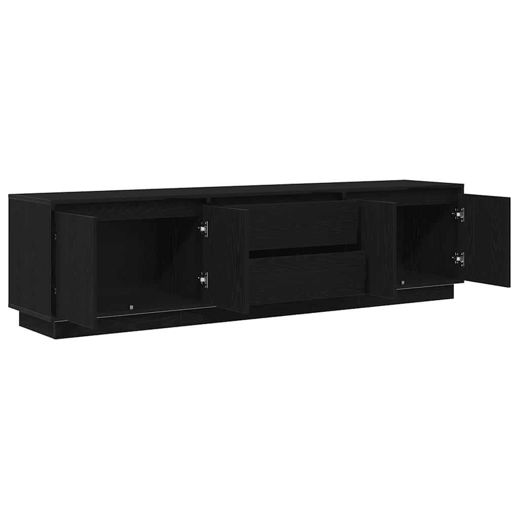 vidaXL TV Cabinet with LED Lights Black Oak 193,5x41x50 cm