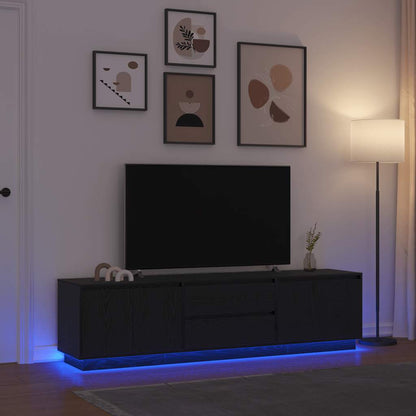 vidaXL TV Cabinet with LED Lights Black Oak 193,5x41x50 cm