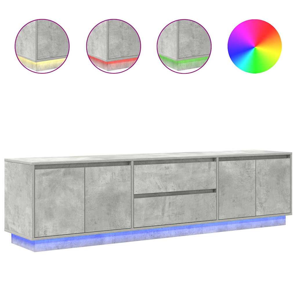 vidaXL TV Cabinet with LED Lights Concrete Grey 193.5x41x50 cm