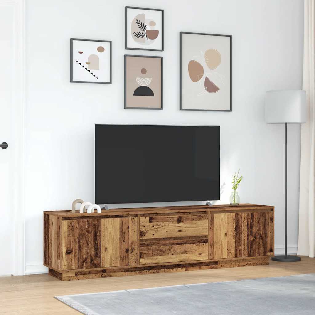 vidaXL TV Cabinet with LED Lights Old Wood 193.5x41x50 cm