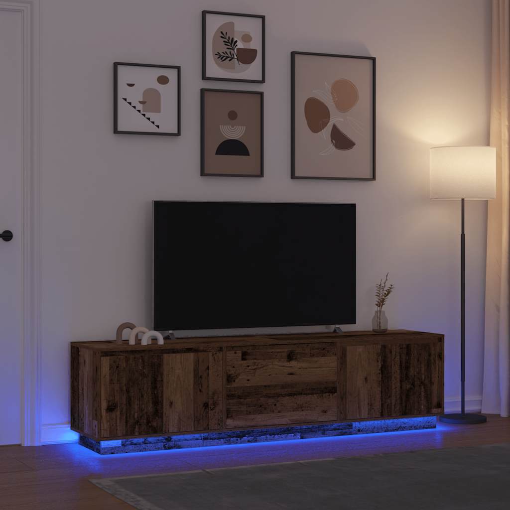 vidaXL TV Cabinet with LED Lights Old Wood 193.5x41x50 cm