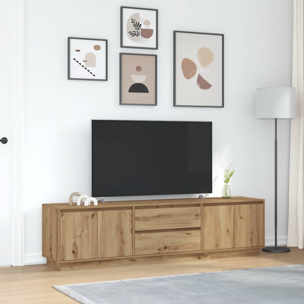 vidaXL TV Cabinet with LED Lights Artisan Oak 193.5x41x50 cm