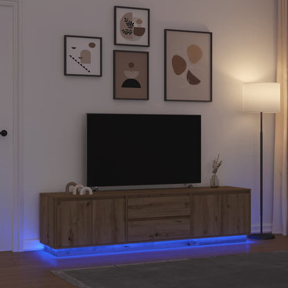 vidaXL TV Cabinet with LED Lights Artisan Oak 193.5x41x50 cm