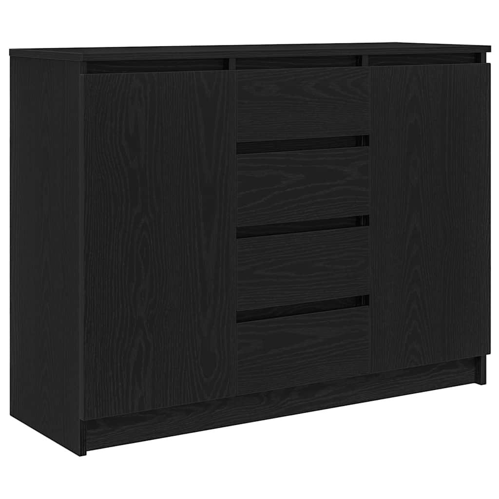 vidaXL Sideboard with Drawers Black Oak 100,5x35x76 cm Engineered Wood