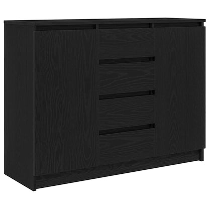vidaXL Sideboard with Drawers Black Oak 100,5x35x76 cm Engineered Wood