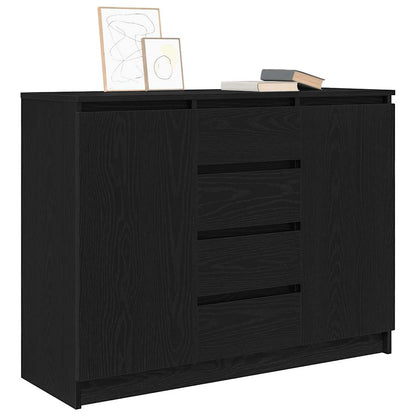 vidaXL Sideboard with Drawers Black Oak 100,5x35x76 cm Engineered Wood
