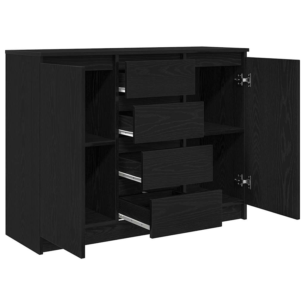 vidaXL Sideboard with Drawers Black Oak 100.5x35x76 cm Engineered Wood