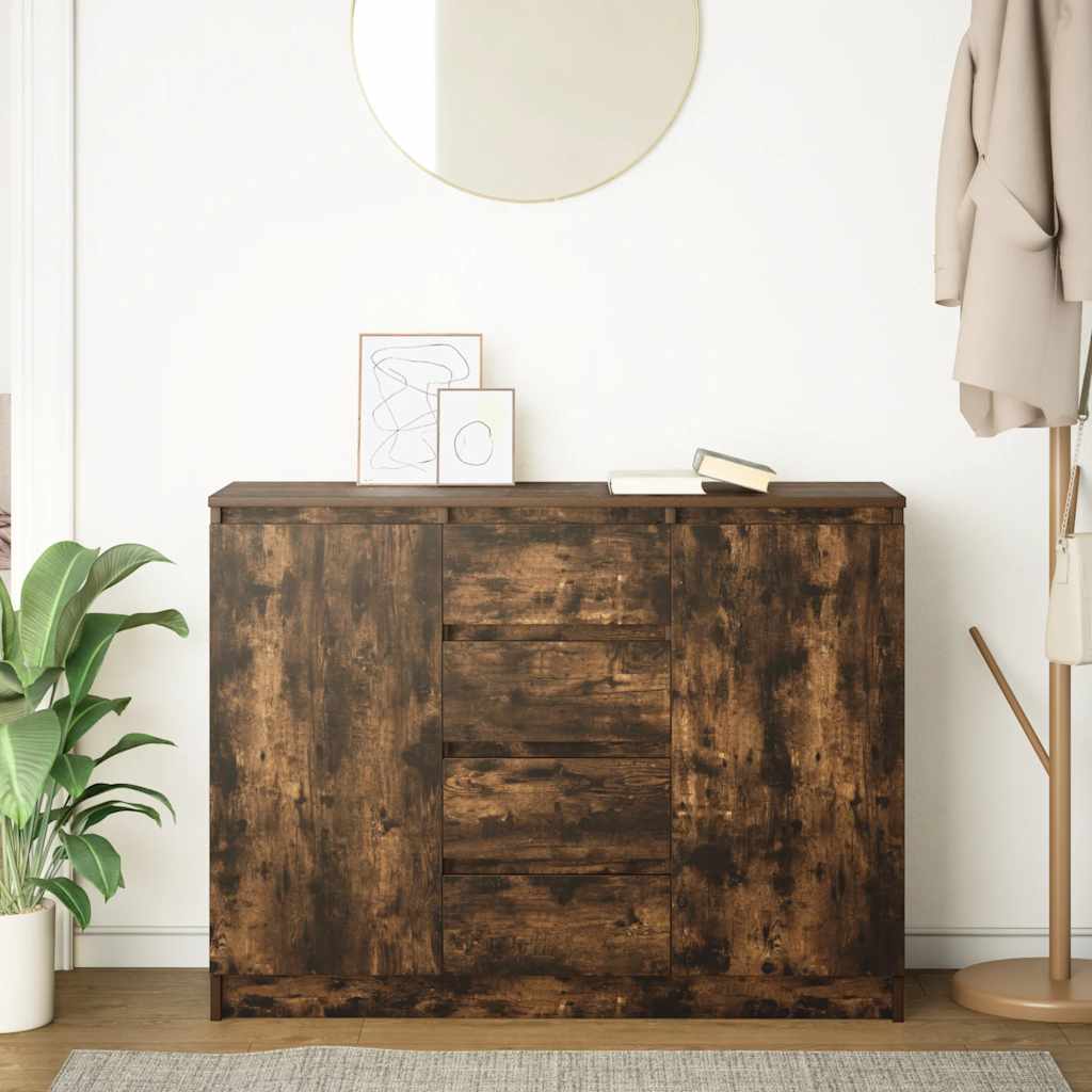 vidaXL Sideboard with Drawers Smoked Oak 100.5x35x76 cm Engineered Wood