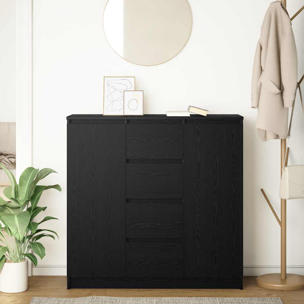vidaXL Sideboard with Drawers Black Oak 100.5x35x98.5 cm Engineered Wood