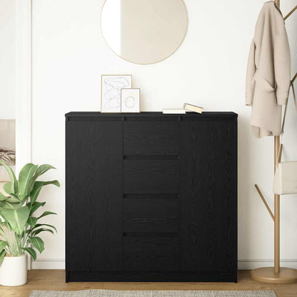 vidaXL Sideboard with Drawers Black Oak 100.5x35x98.5 cm Engineered Wood