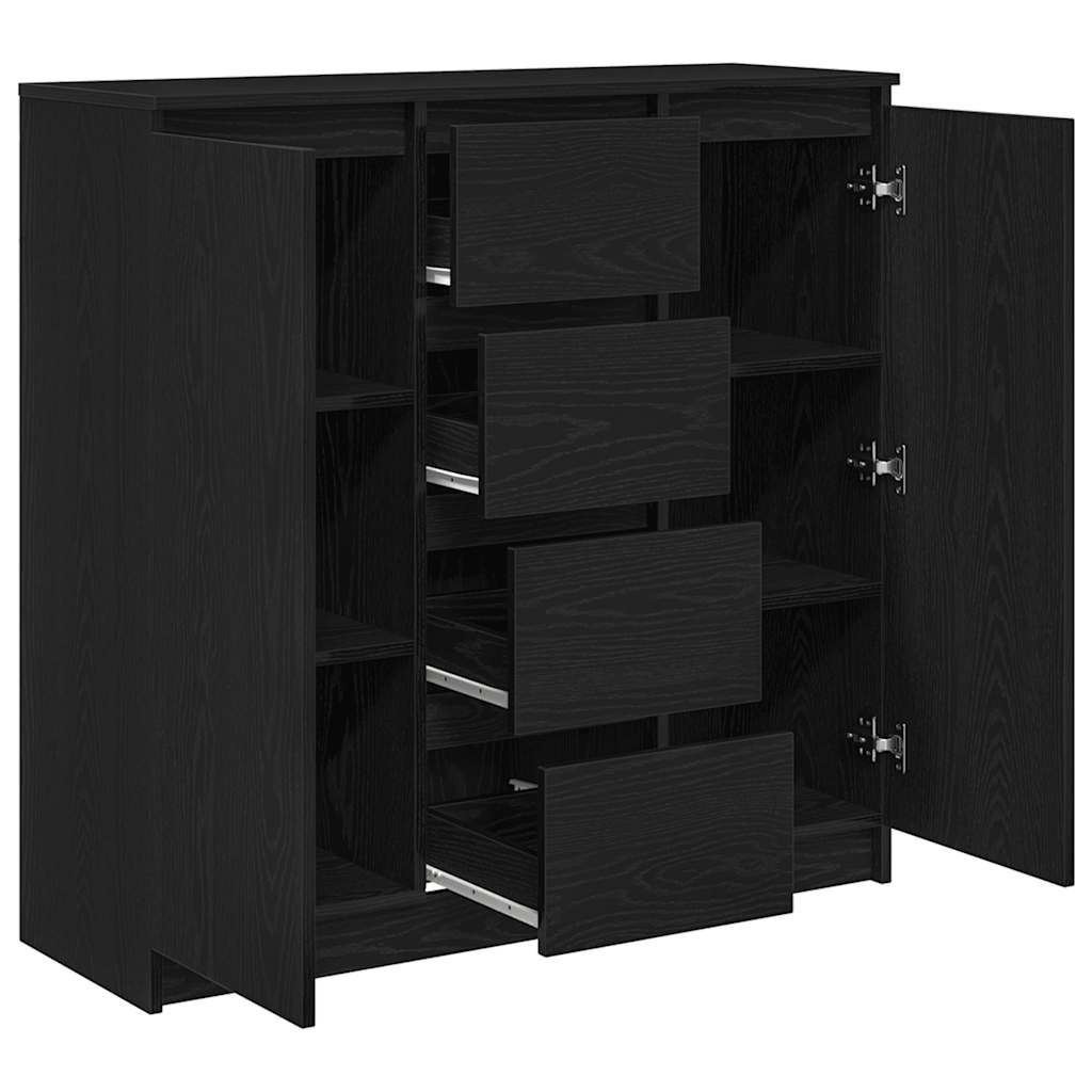 vidaXL Sideboard with Drawers Black Oak 100.5x35x98.5 cm Engineered Wood