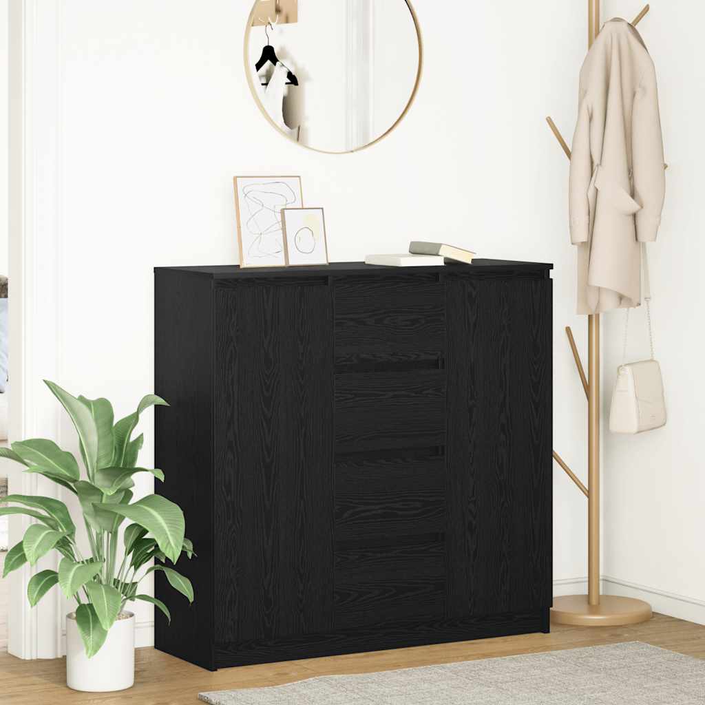 vidaXL Sideboard with Drawers Black Oak 100.5x35x98.5 cm Engineered Wood