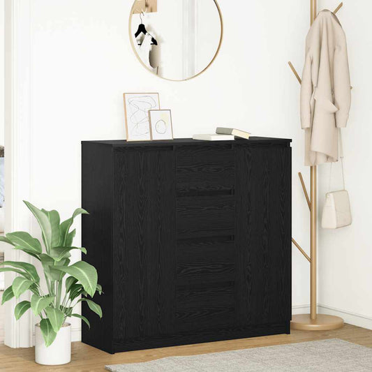 vidaXL Sideboard with Drawers Black Oak 100.5x35x98.5 cm Engineered Wood