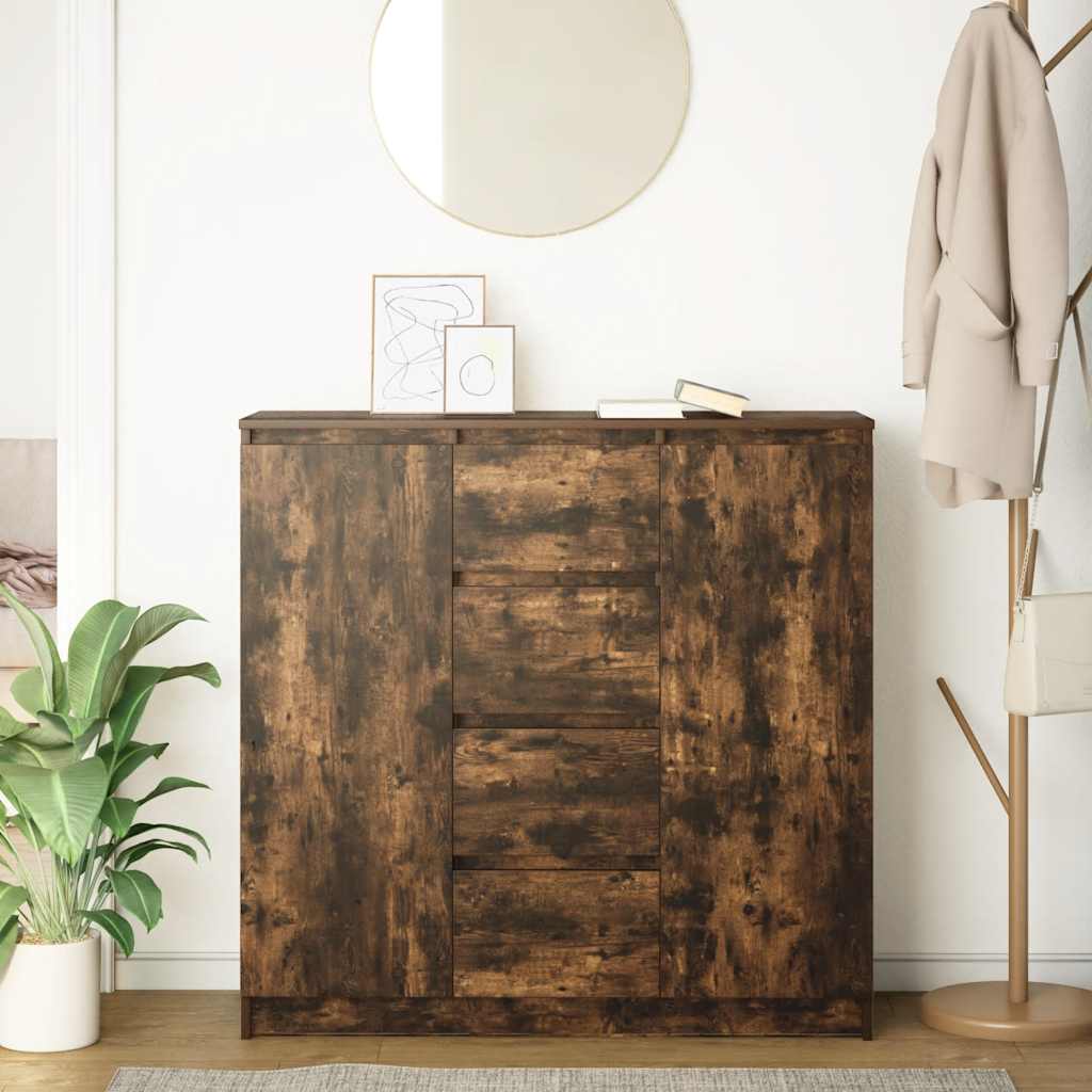 vidaXL Sideboard with Drawers Smoked Oak 100.5x35x98.5 cm Engineered Wood