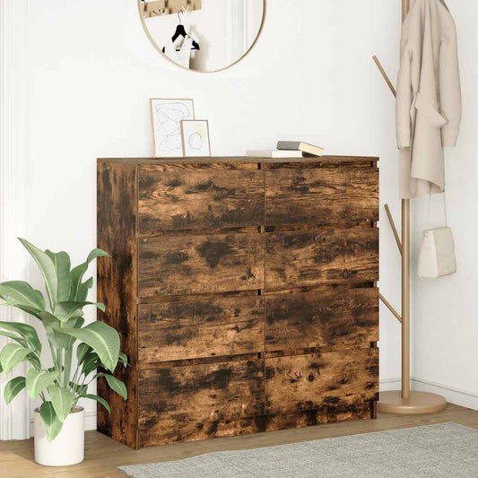 vidaXL Sideboard Smoked Oak 100x35x99 cm Engineered Wood