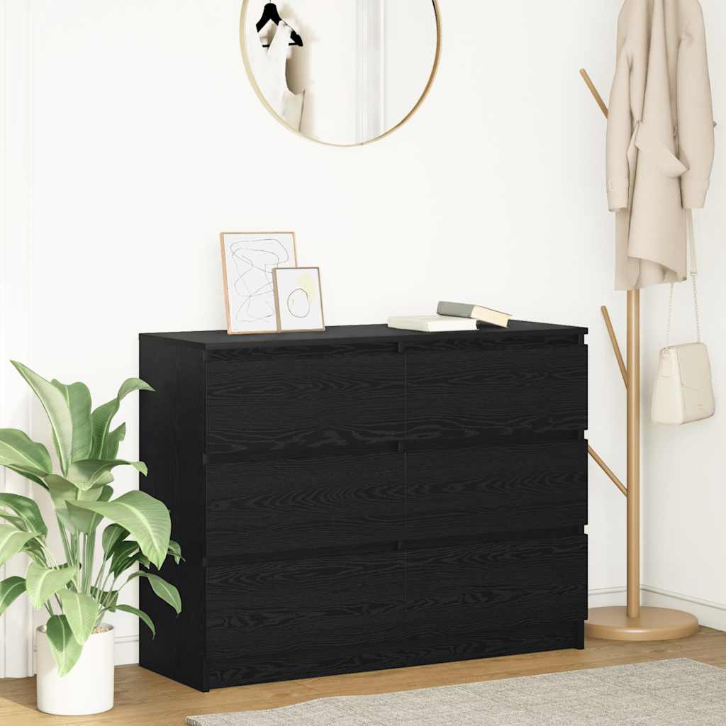 vidaXL Sideboard Black Oak 100x35x76 cm Engineered Wood