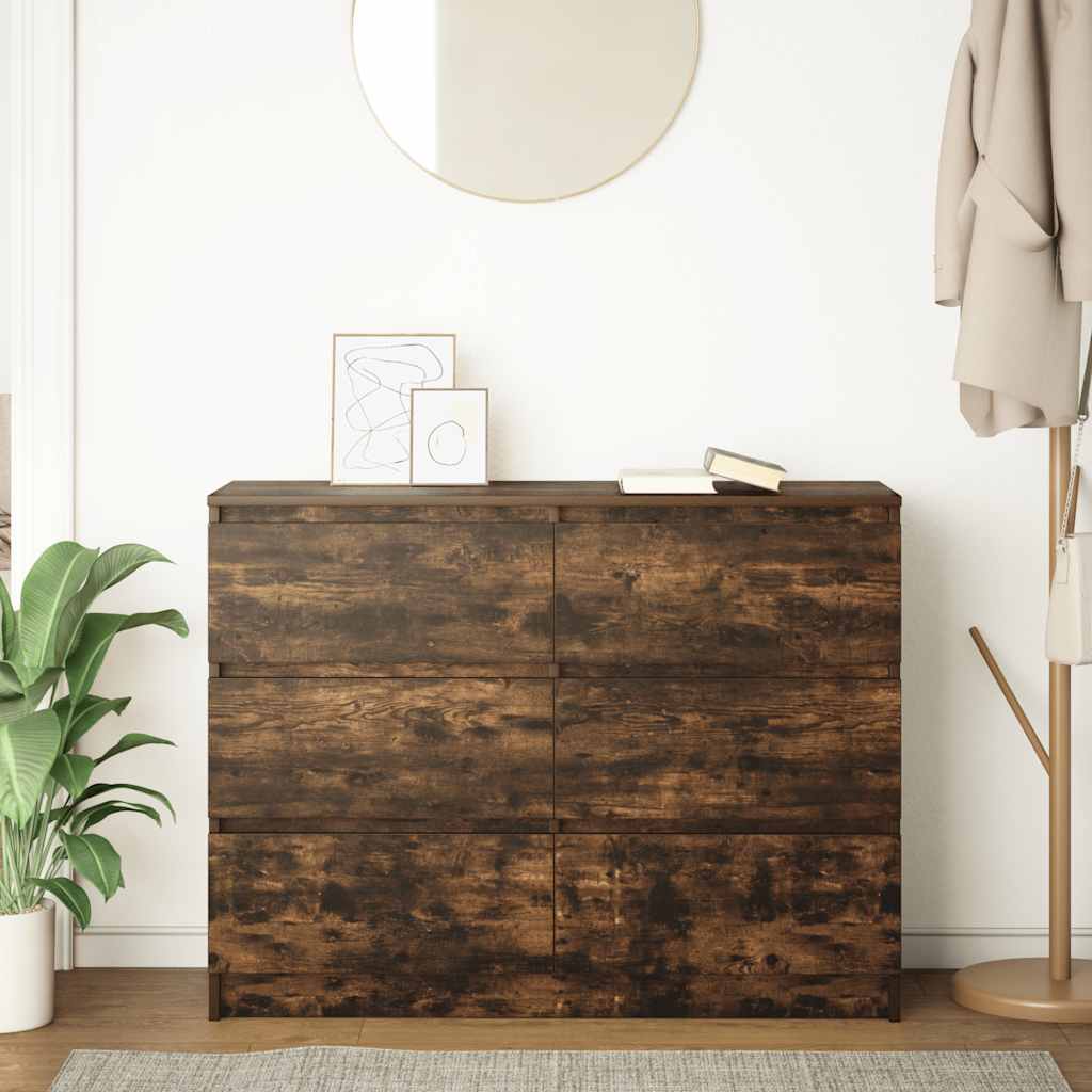 vidaXL Sideboard Smoked Oak 100x35x76 cm Engineered Wood