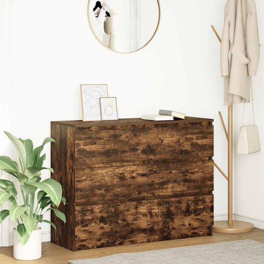 vidaXL Sideboard Smoked Oak 100x35x76 cm Engineered Wood