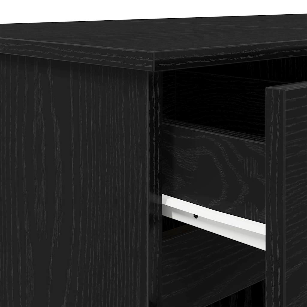 vidaXL Desk with Drawer Black oak 140 x 49 x 76 cm Engineered wood