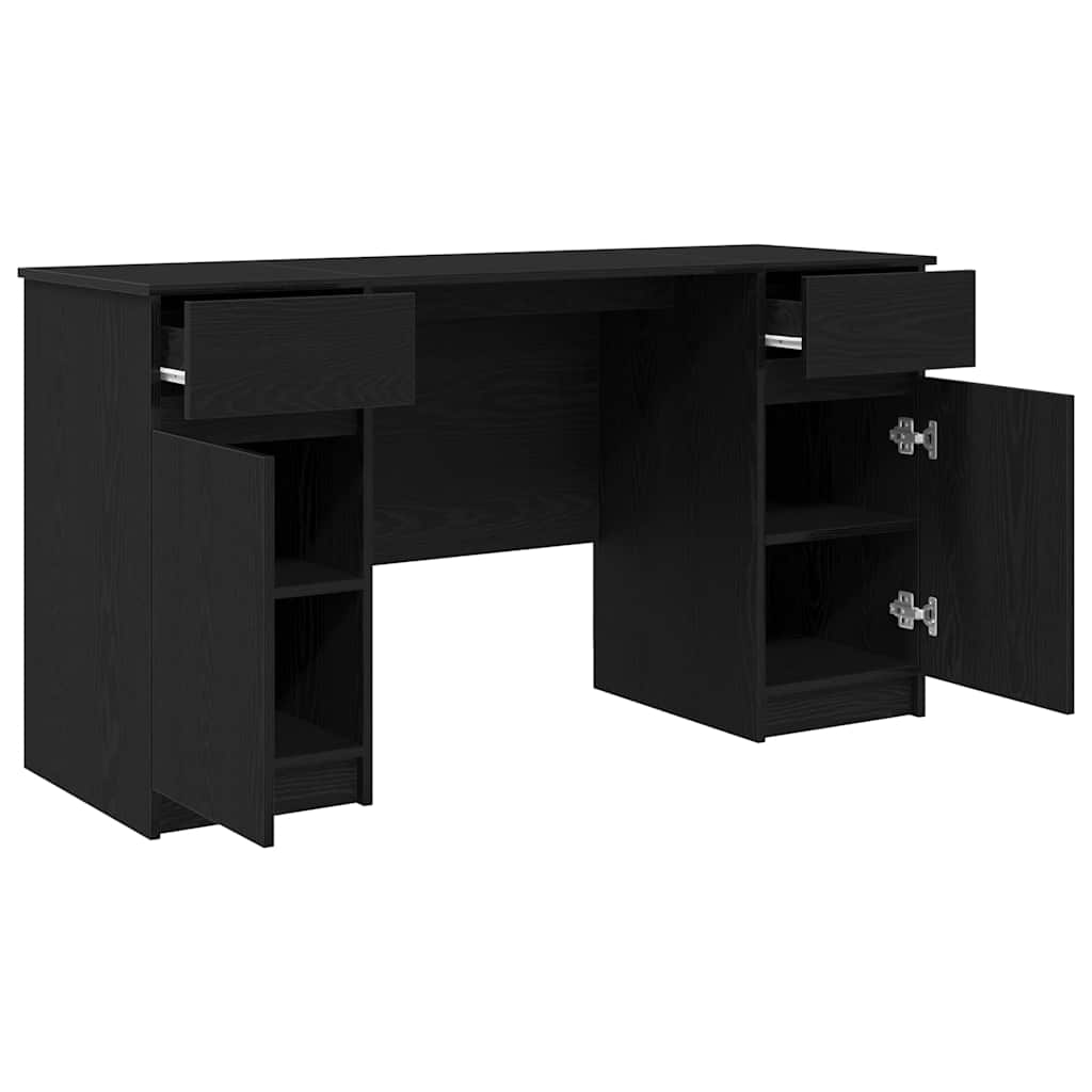 vidaXL Desk with Drawer Black oak 140 x 49 x 76 cm Engineered wood