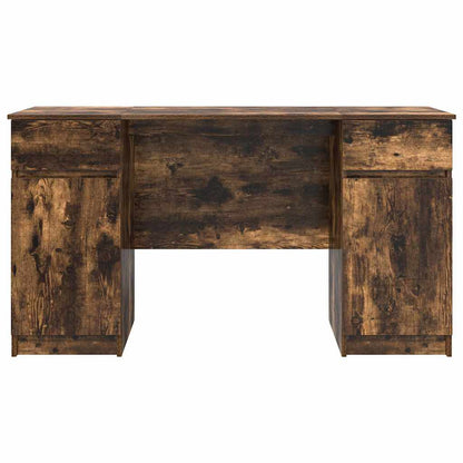 vidaXL Desk with Drawer Smoked oak 140 x 49 x 76 cm Engineered wood