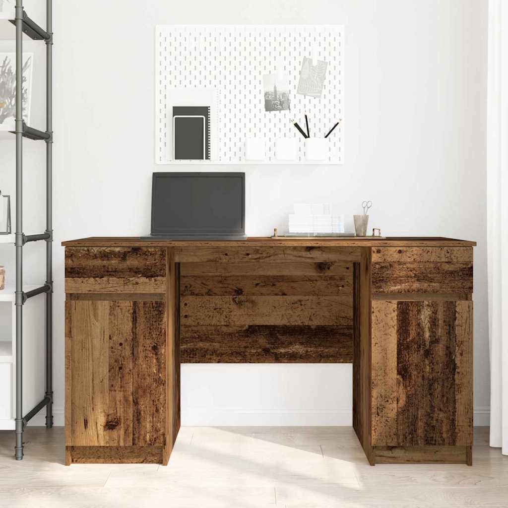 vidaXL Desk with Drawer Old wood 140 x 49 x 76 cm Engineered wood