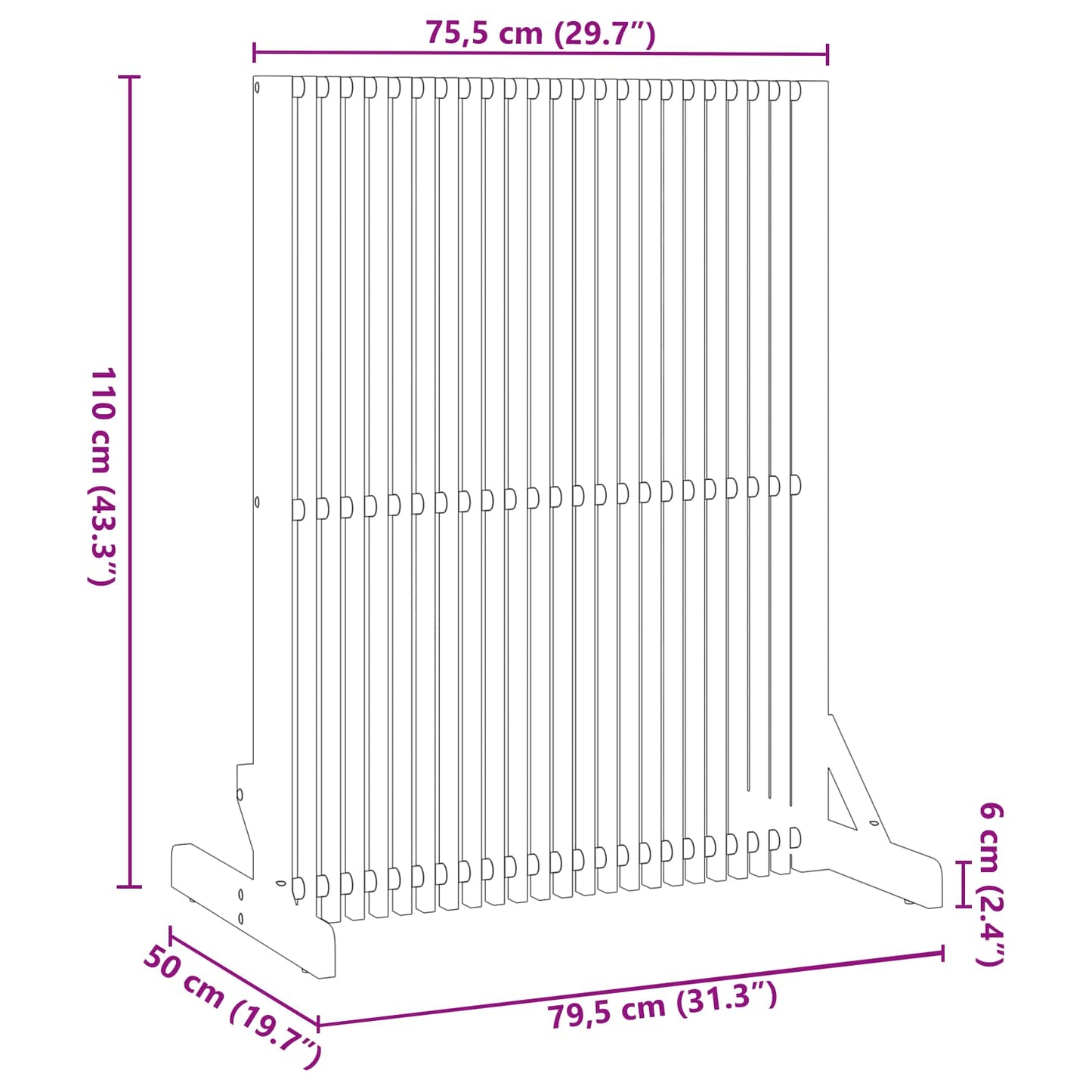 vidaXL Privacy Screen Brown 79.5 x 50 x 110 cm Solid Acacia wood