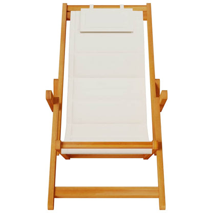 vidaXL Folding Chair with Armrests Light Grey Acacia Wood & Textilene
