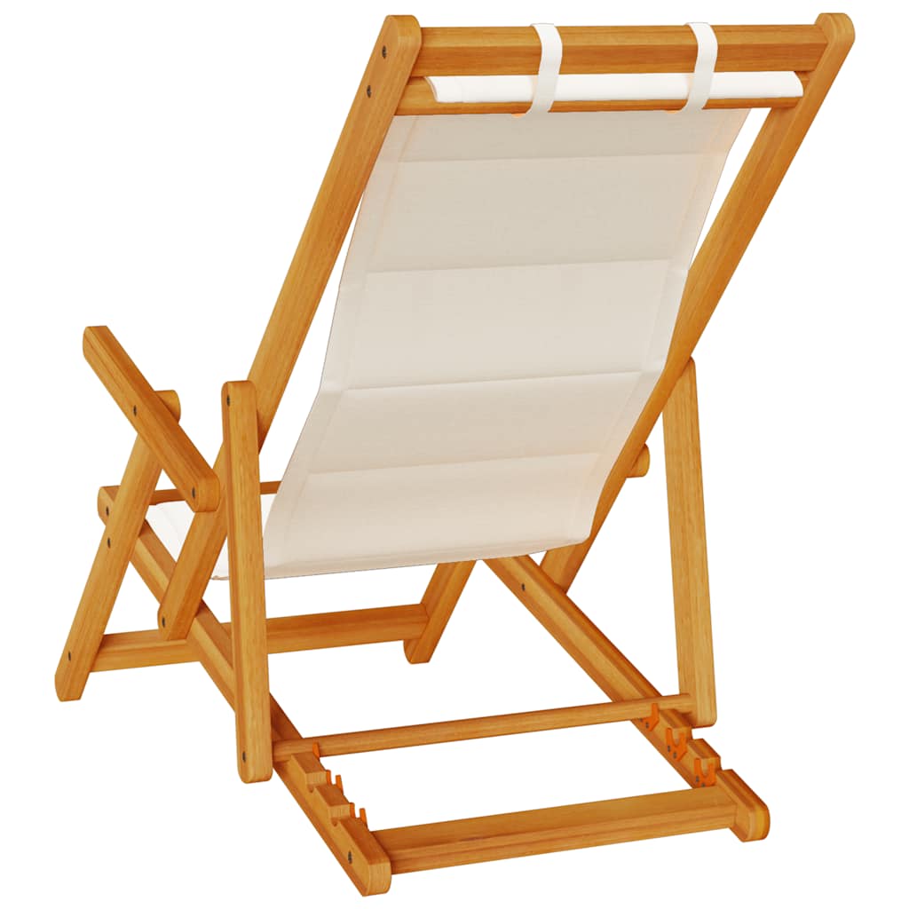 vidaXL Folding Chair with Armrests Light Grey Acacia Wood & Textilene