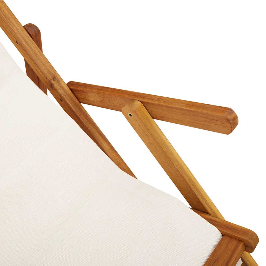 vidaXL Folding Chair with Armrests Light Grey Acacia Wood & Textilene