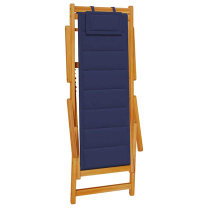 vidaXL Folding Chair with Armrests Blue Acacia Wood & Textilene